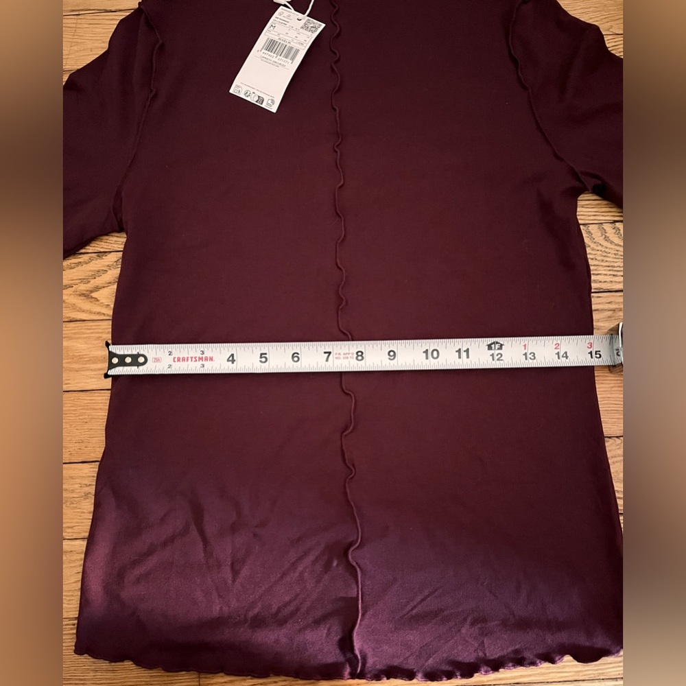 Mango Purple Long Sleeve Top Size M NWT Lettuce Hem - Picture 4 of 6
